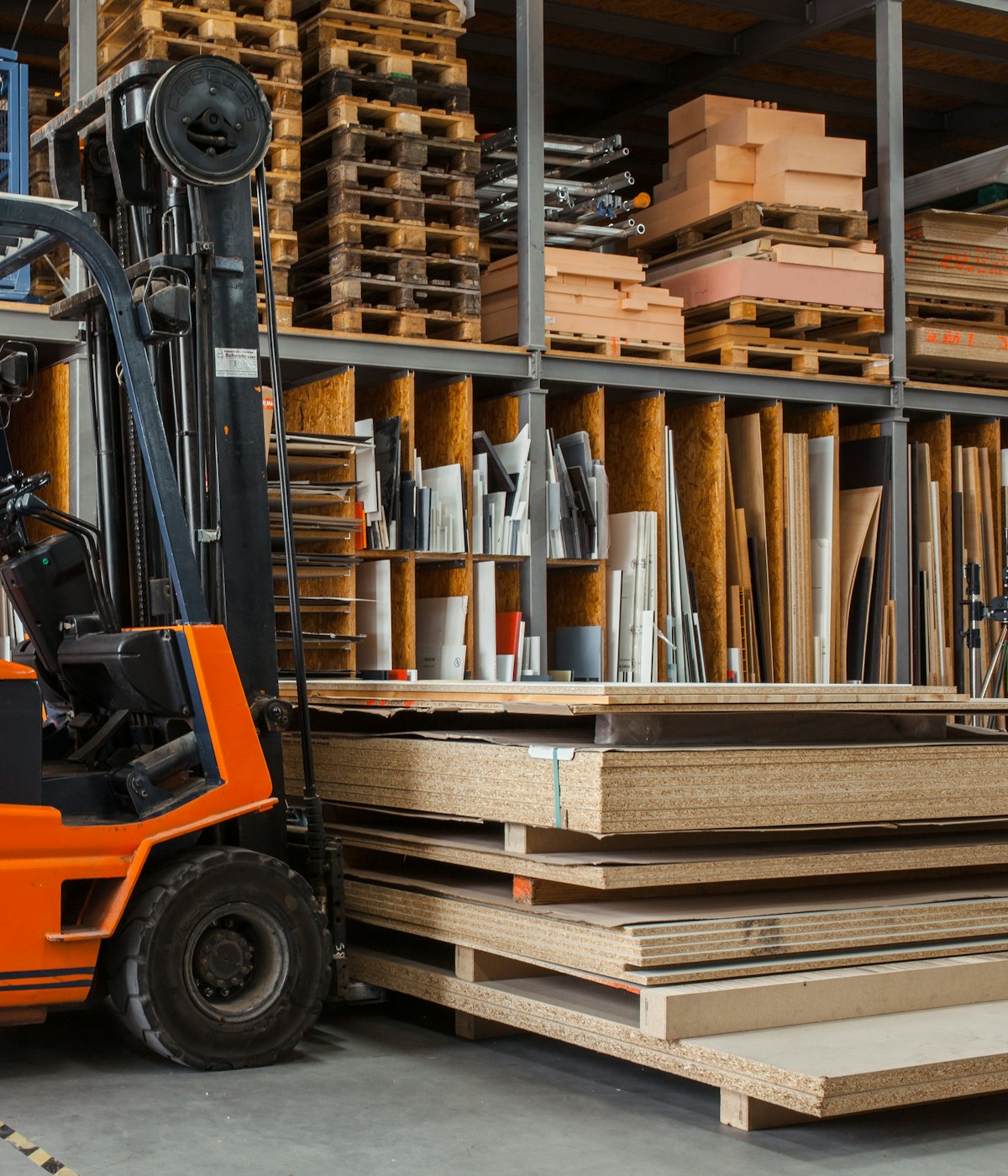 Forklift moving stock